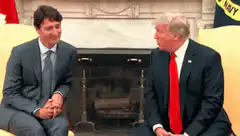 Justin Trudeau and Donald Trump handshake