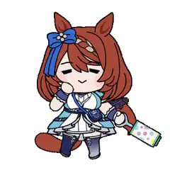 Chibi horse girl with blue bow
