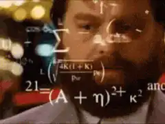 Math equations projected on Ron Swanson's face
