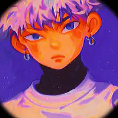 Anime boy portrait glitch transition