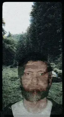 Man with changing forest background