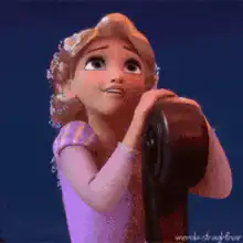Rapunzel hugging Pascal