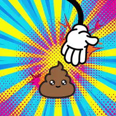 cartoon hand pokes smiling poop emoji