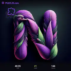 Feather bird letter N puzzle