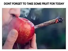Apple with a joint sticking out
