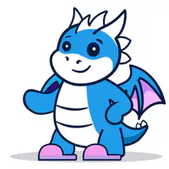 Blue cartoon dragon waving GM