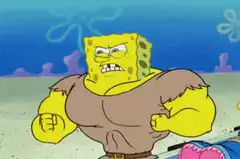 Muscular SpongeBob rips shirt