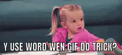 Confused little girl with text