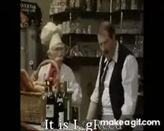 Chef drinks wine and says it is I, gReed