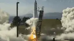 SpaceX rocket launch with smoke