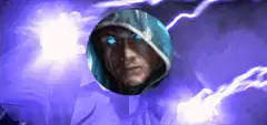 Zabuza with glowing eyes and lightning