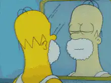 Homer Shaving in the Mirror