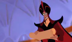 Jafar presents scroll to Sultan