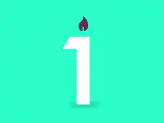 Number 1 candle with changing background