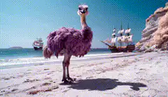 purple ostrich bitcoin beach