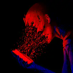 red skull disintegrating into phone