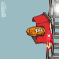 Coin and rocket in red box