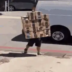 Delivery man collapses under heavy package load