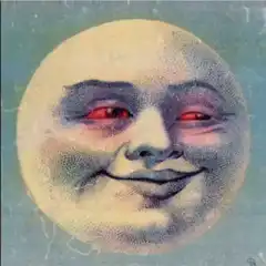 Smiling Moon with Red Eyes