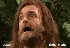 Bearded man crying with shock