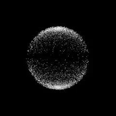 white particle sphere on black background