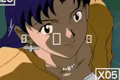 Misato looks at NERV students with camera
