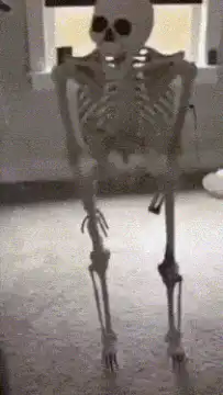 Skeleton dancing then falling over
