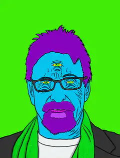 Blue three-eyed man portrait