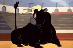 Bull and Bugs Bunny in bullring