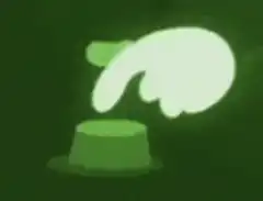 Glowing hand pressing green button