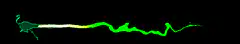 green dinosaur shooting laser beam
