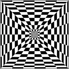 Black and white optical illusion tunnel
