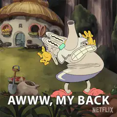 Old lady falls over saying awww my back