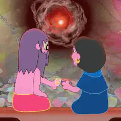 two girls clinking glasses