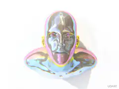 Metallic bust morphing animation