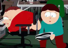 Stan holds a bowl as fat gets shot