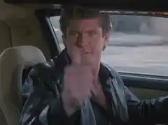 David Hasselhoff gives the finger in car