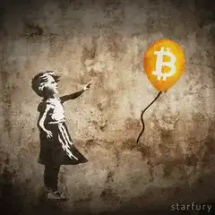 Girl reaching for Bitcoin balloon