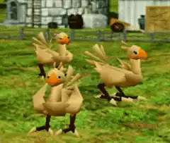 Chocobos running in Minecraft