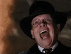 Man laughing then melting into blood
