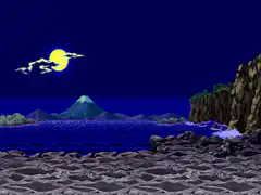 pixel art night ocean scene