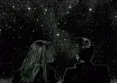 Couple dissolving into stars
