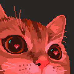 pixel art cat with heart eyes