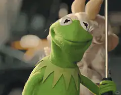 Kermit the Frog holding an umbrella