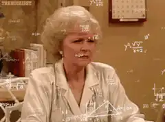 Betty White confused by math equations