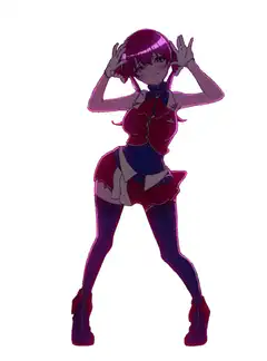 anime girl dancing with hands up