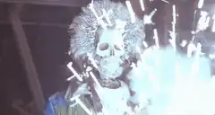 Skeleton with exploding fireworks