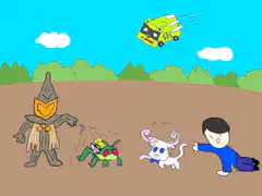 cartoon character transformation scene