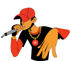 cartoon rapper with youtube pendant