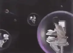 People working in floating bubbles